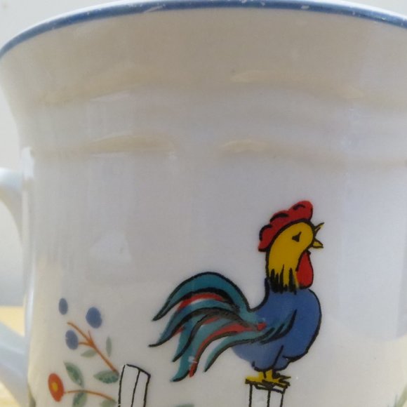 Oneida Genuwine Stoneware Coffee Tea Mugs X3 Farm Friends Theme - Picture 5 of 7